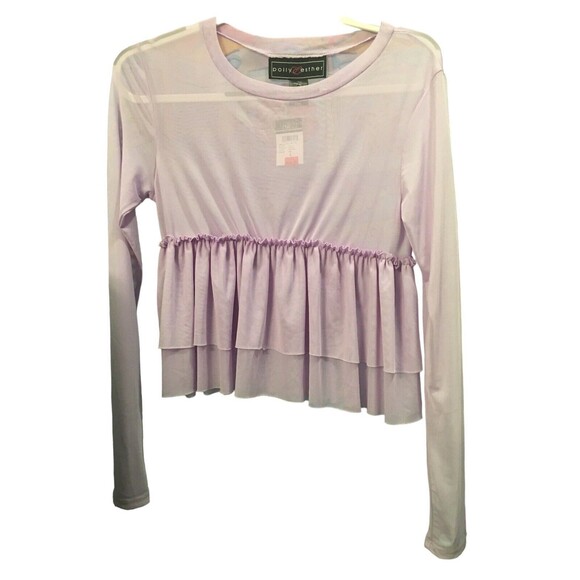 POLLY & ESTHER Women's Size L Lavender Sheer Long Sleeve Top NWT 💘 ☁️ 🌌 - Picture 6 of 6